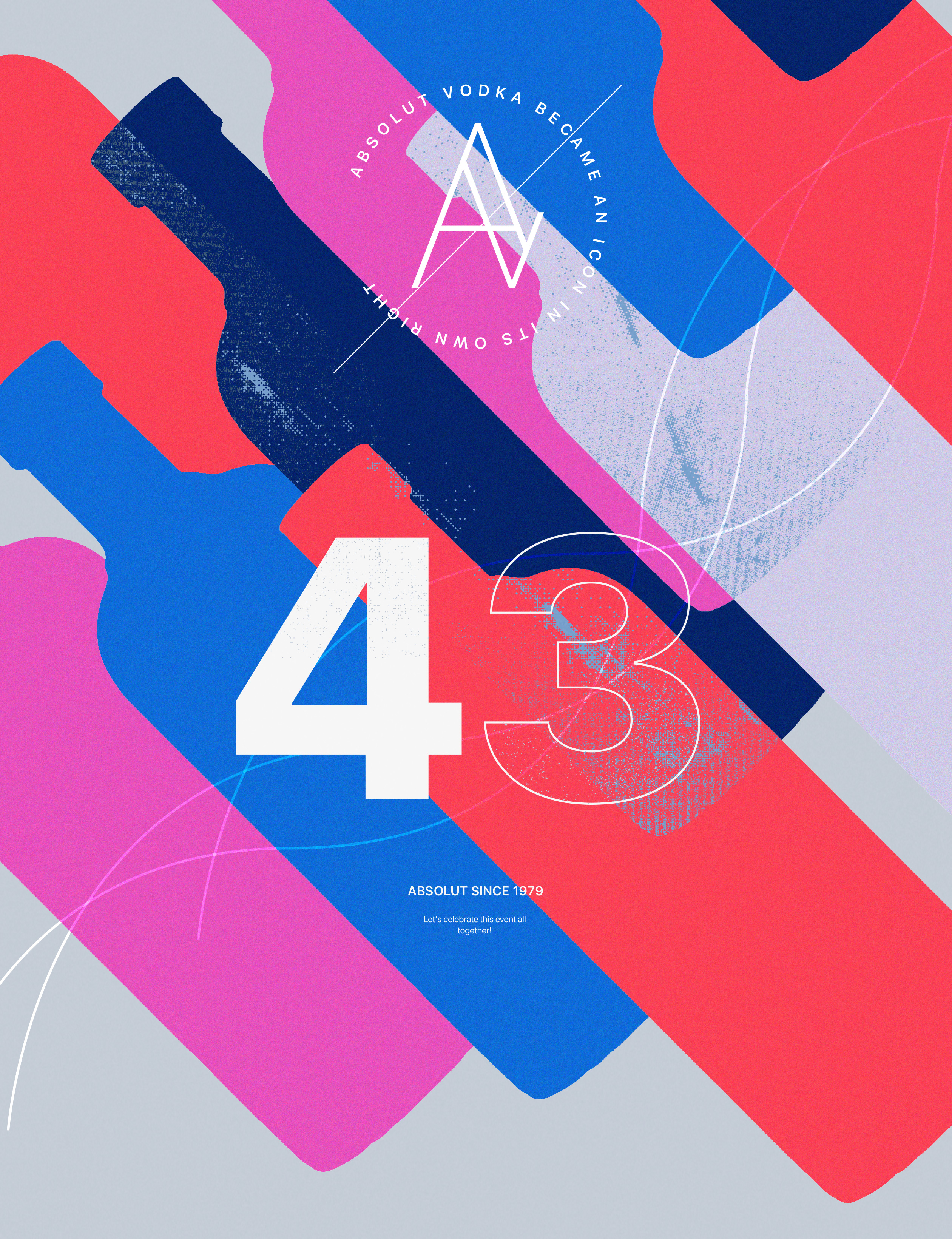 Absolut vodka website and branding redesign concept for 43 years in the market celebration.