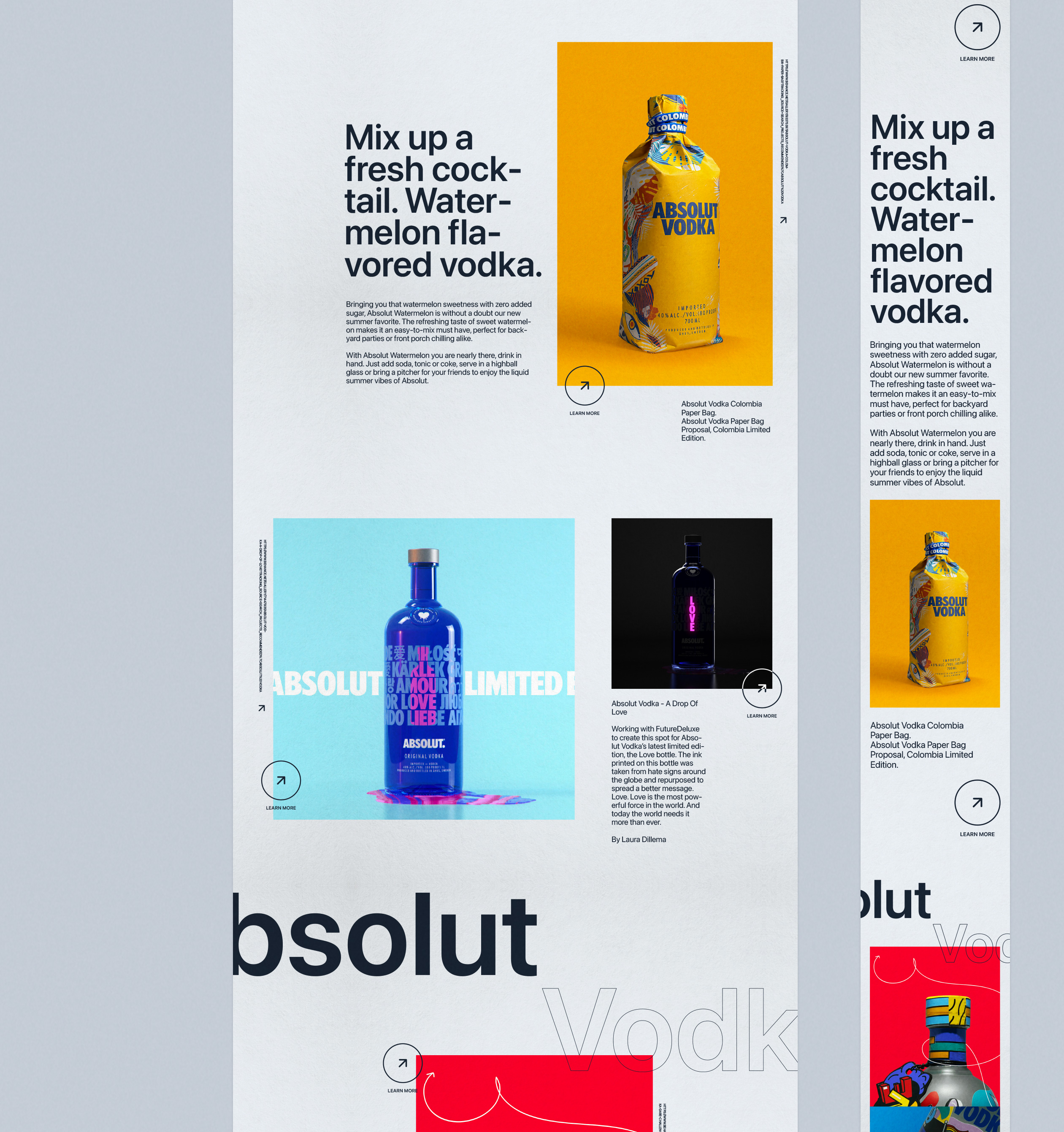 Absolut vodka website and branding redesign concept for 43 years in the market celebration.